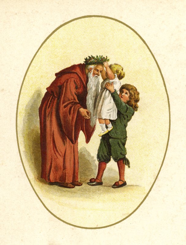 Ilustración de La llegada de Papá Noel (litografía en color) de English School