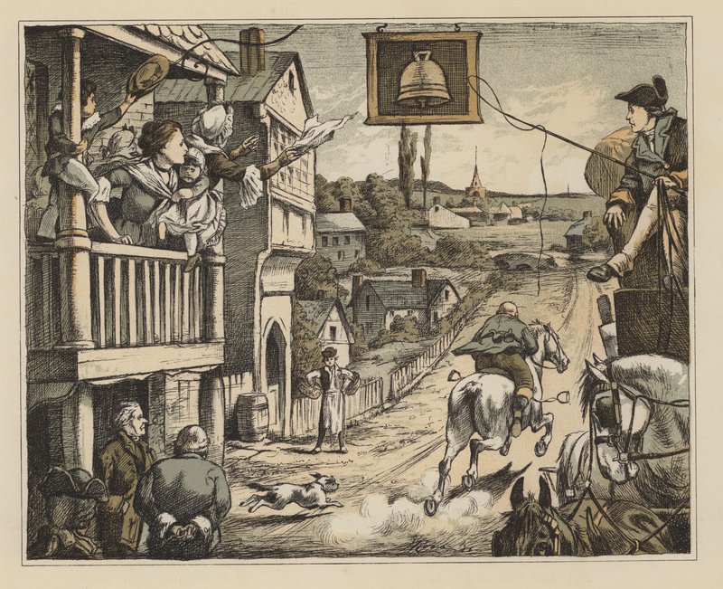 Ilustración para The Diverting History of John Gilpin de William Cowper (litografía en color) de English School
