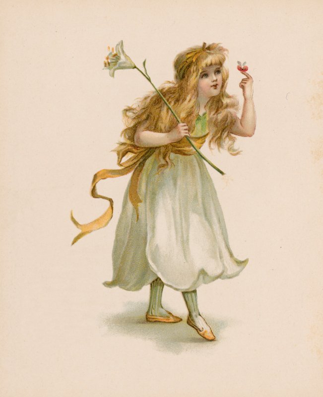Ilustración de El lenguaje de las flores (cromolito) de English School