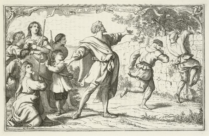 Ilustración para El progreso del peregrino de John Bunyan de English School