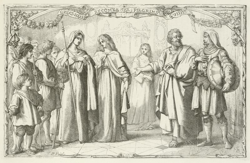 Ilustración para El progreso del peregrino de John Bunyan de English School