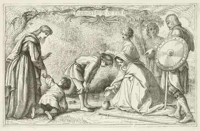 Ilustración para El progreso del peregrino de John Bunyan de English School