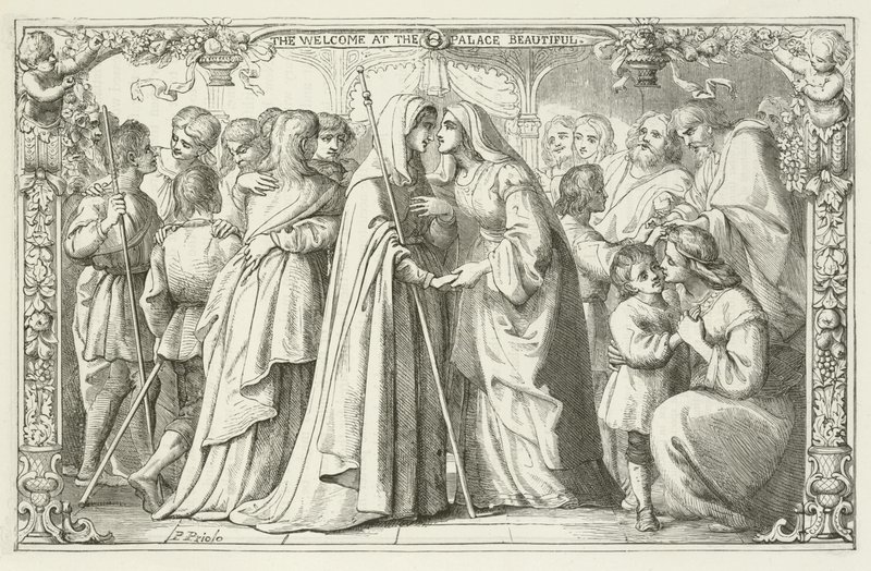 Ilustración para El progreso del peregrino de John Bunyan de English School