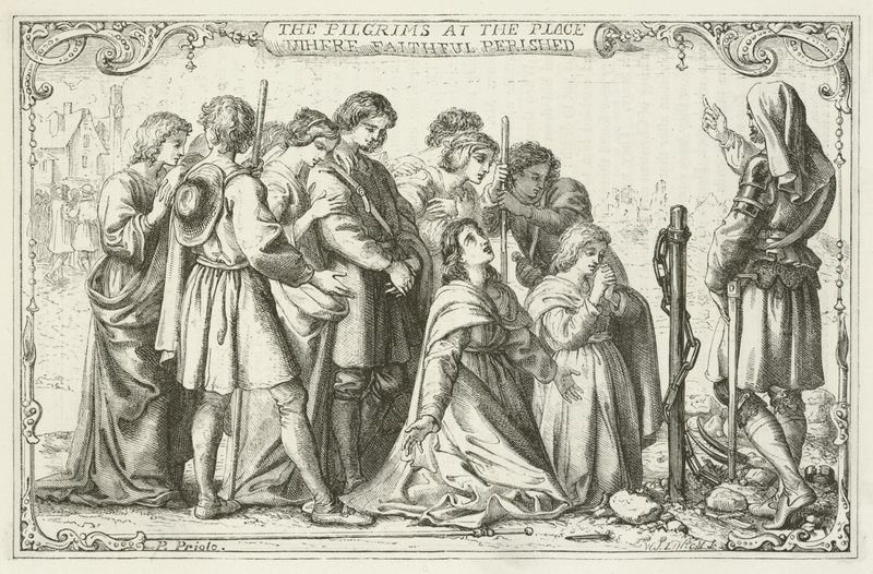 Ilustración para El progreso del peregrino de John Bunyan de English School