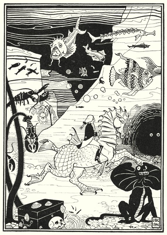 Ilustración para Las Aventuras del Barón Munchausen (grabado) de English School