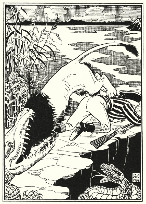 Ilustración para Las Aventuras del Barón Munchausen (grabado) de English School