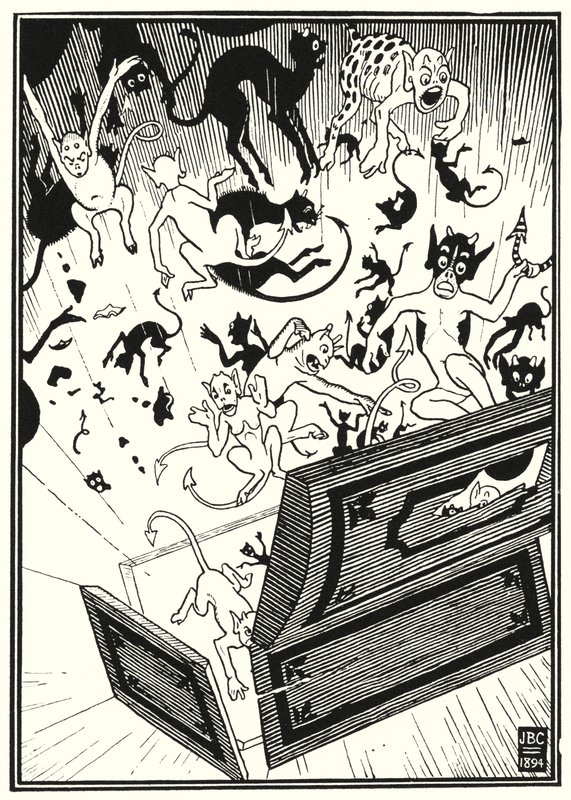 Ilustración de las Aventuras del Barón Munchausen (grabado) de English School