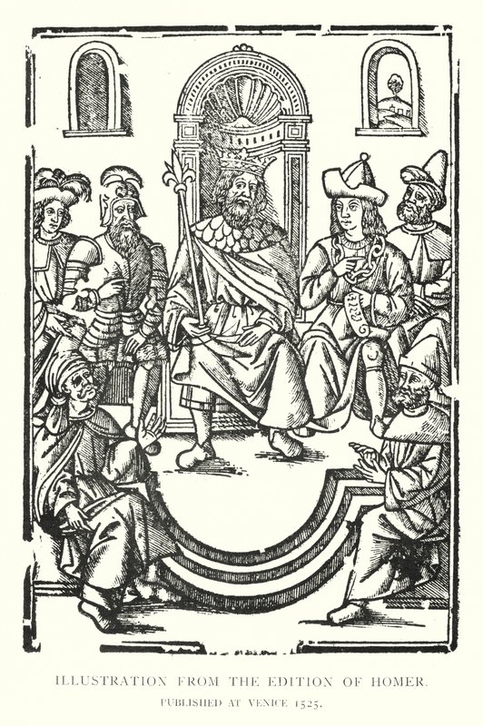 Ilustración de la Edición de Homero, publicada en Venecia en 1525 (lito) de English School