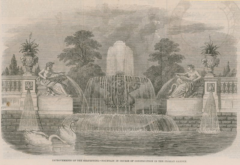 Mejoras del Serpentine - Fuente en construcción en el Jardín Italiano de English School