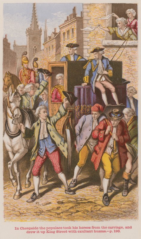 En Cheapside, la multitud tomó sus caballos del carruaje de English School