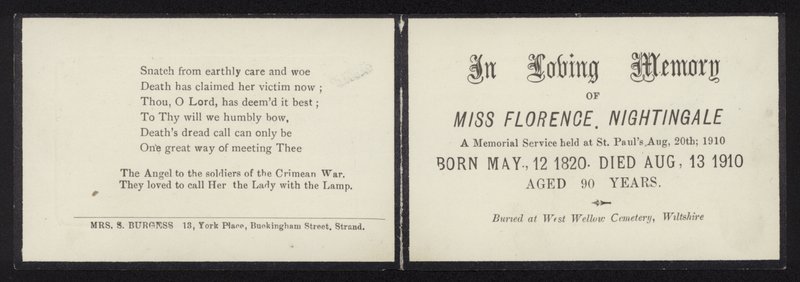 En memoria amorosa de Florence Nightingale de English School