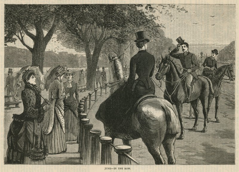 En la fila; Rotten Row, Hyde Park, Londres de English School