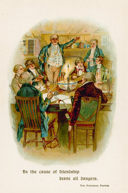 En la causa de la amistad, desafía todos los peligros. Los Papeles Póstumos del Club Pickwick de English School
