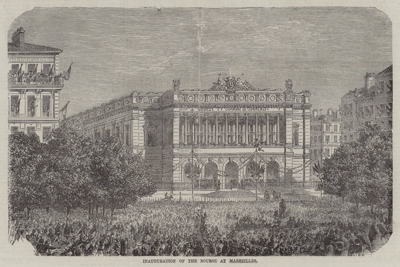 Inauguración de la Bolsa de Marsella (grabado) de English School