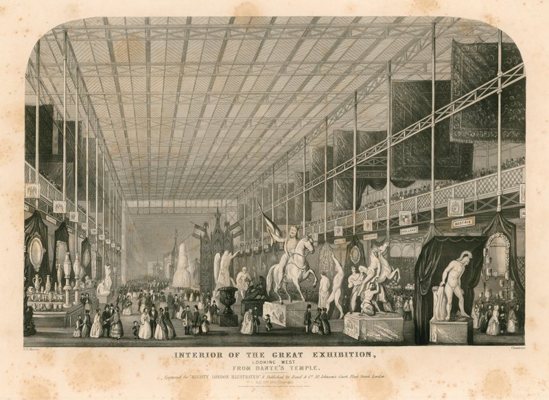 Interior mirando al oeste desde el Templo de Dante, Gran Exposición, 1851 de English School