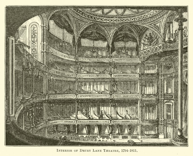 Interior del Teatro Drury Lane, 1794-1811 de English School