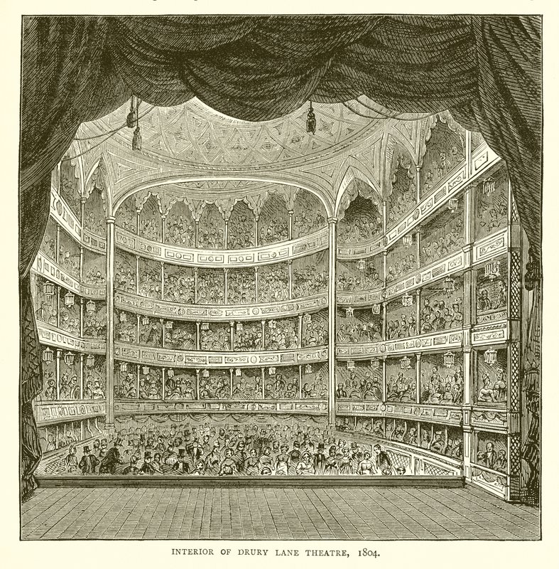 Interior del teatro Drury Lane, 1804 de English School