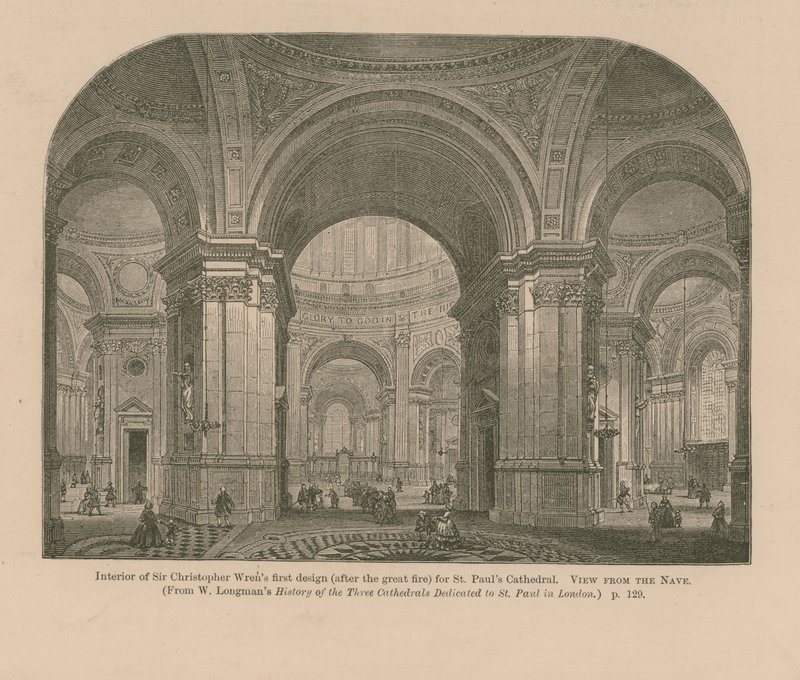 Interior del primer diseño de Sir Christopher Wren de English School