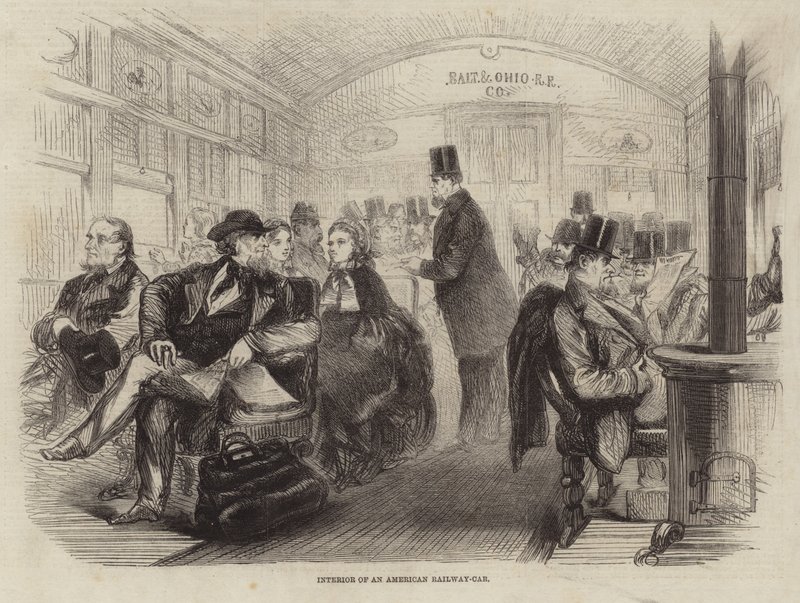 Interior de un vagón de tren americano de English School