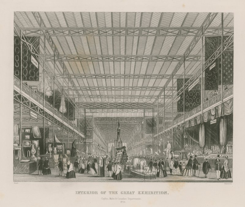 Interior de la Gran Exposición, 1851, Departamentos de Ceilán, Malta y Canadá de English School