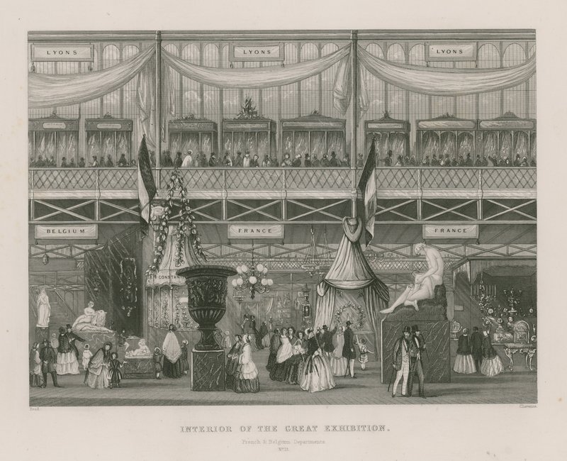 Interior de la Gran Exposición, 1851, Departamento Francés y Belga de English School