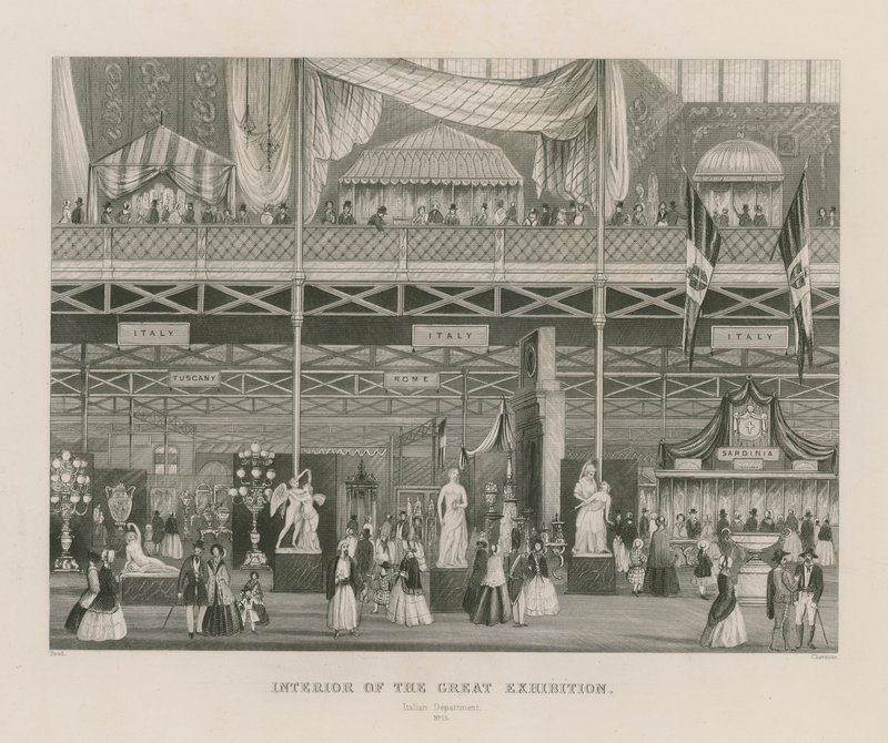 Interior de la Gran Exposición, 1851, Departamento Italiano de English School