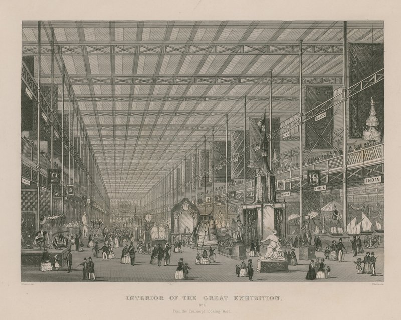 Interior de la Gran Exposición, 1851, desde el Transepto mirando al oeste de English School