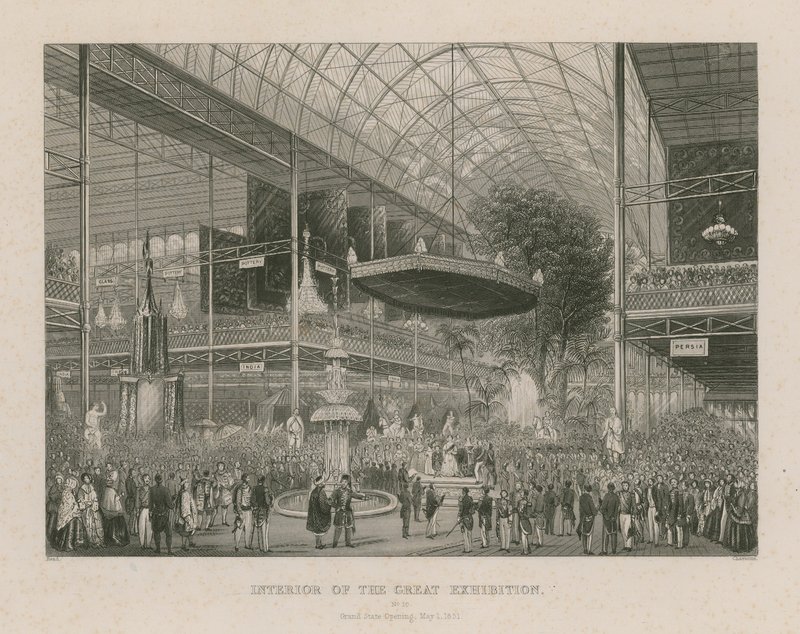 Interior de la Gran Exposición, Gran Inauguración Estatal, 1 de mayo de 1851 de English School