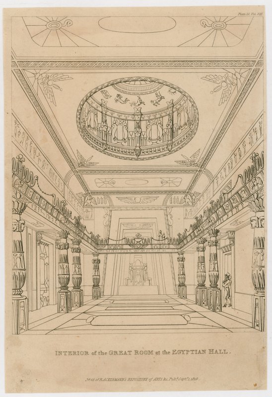 Interior de la Gran Sala en el Salón Egipcio, Piccadilly de English School