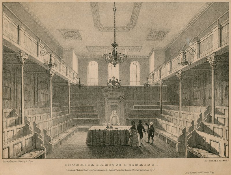 Interior de la Cámara de los Comunes, Westminster, Londres de English School