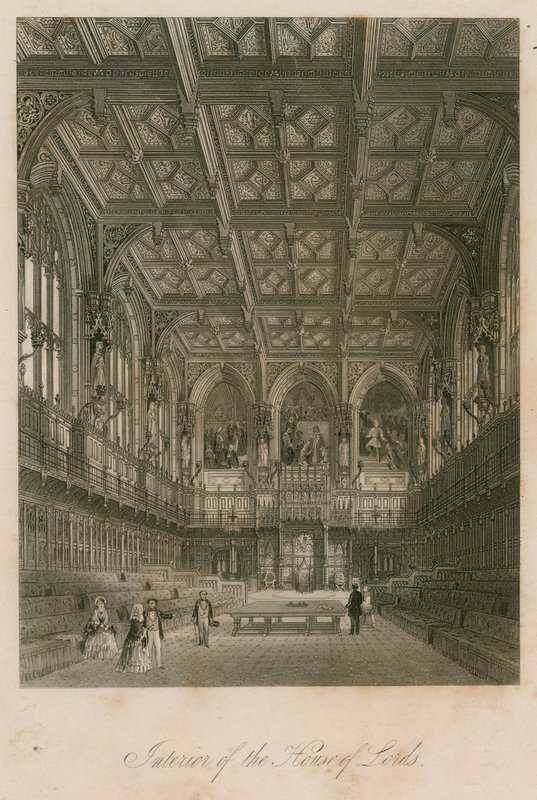 Interior de la Cámara de los Lores, Westminster, Londres de English School