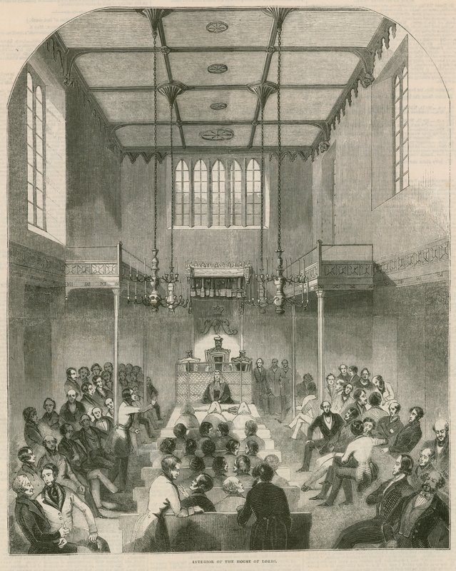 Interior de la Cámara de los Lores, Westminster, Londres de English School