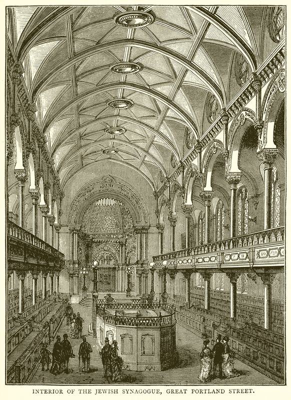 Interior de la Sinagoga Judía, Great Portland Street de English School
