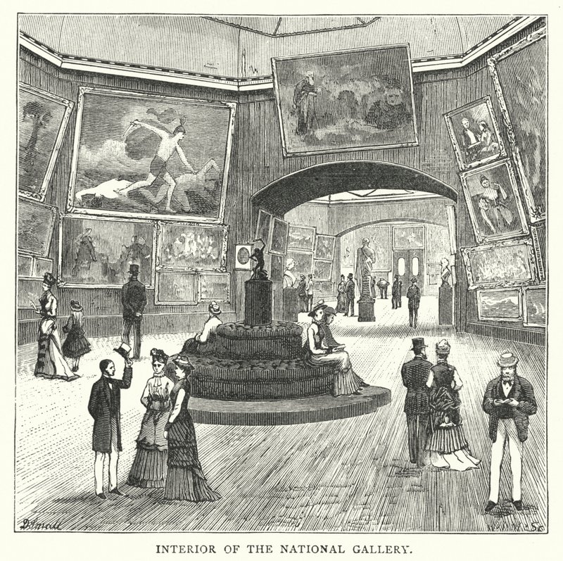 Interior de la Galería Nacional (grabado) de English School
