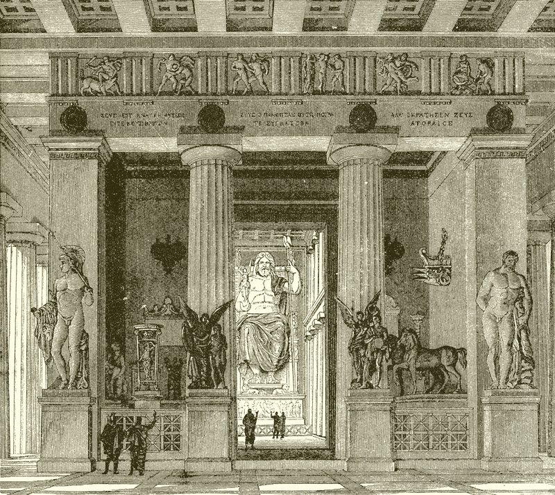 Interior del espléndido templo de Zeus en Olimpia de English School