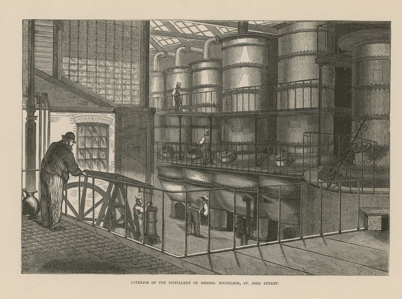 Interior de la destilería de Messrs Nicholson de English School