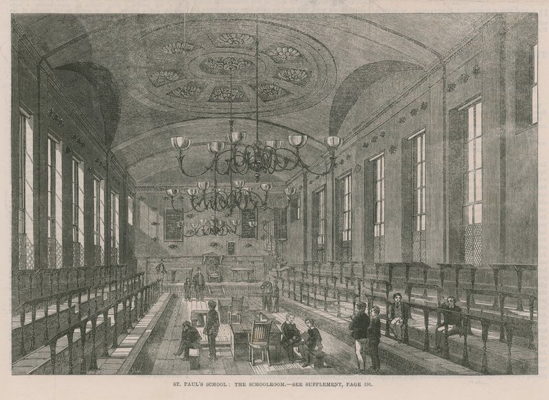 Interior del aula en la Escuela de San Pablo de English School