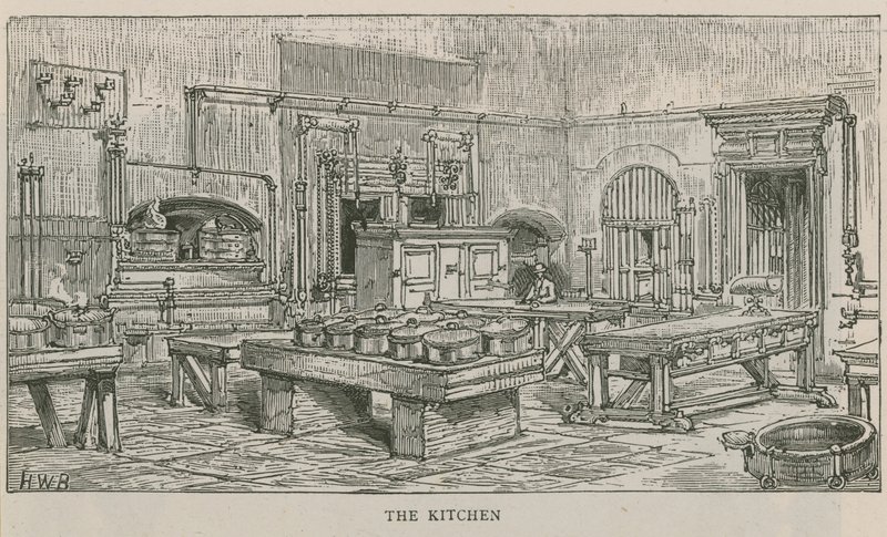 Vista interior de la cocina del Hospital de Chelsea de English School