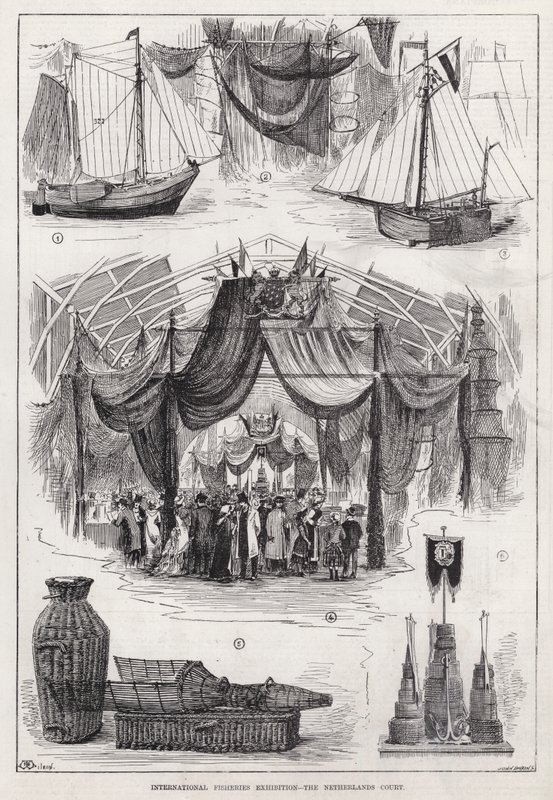 Exposición Internacional de Pesca, Corte de los Países Bajos (grabado) de English School
