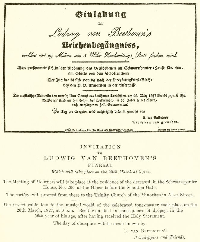 Invitación al funeral de Beethoven de English School