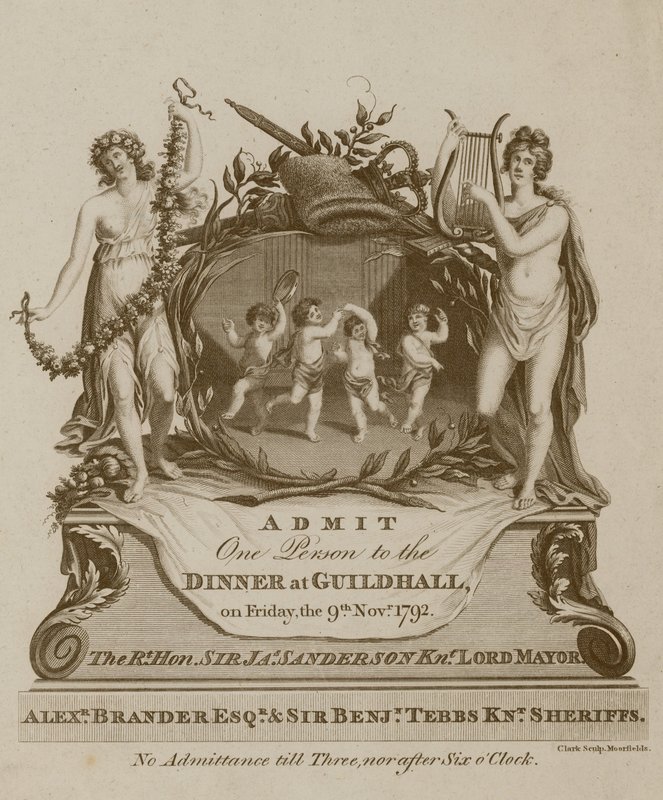 Invitación a un banquete en el Guildhall, Londres, el 9 de noviembre de 1792 de English School