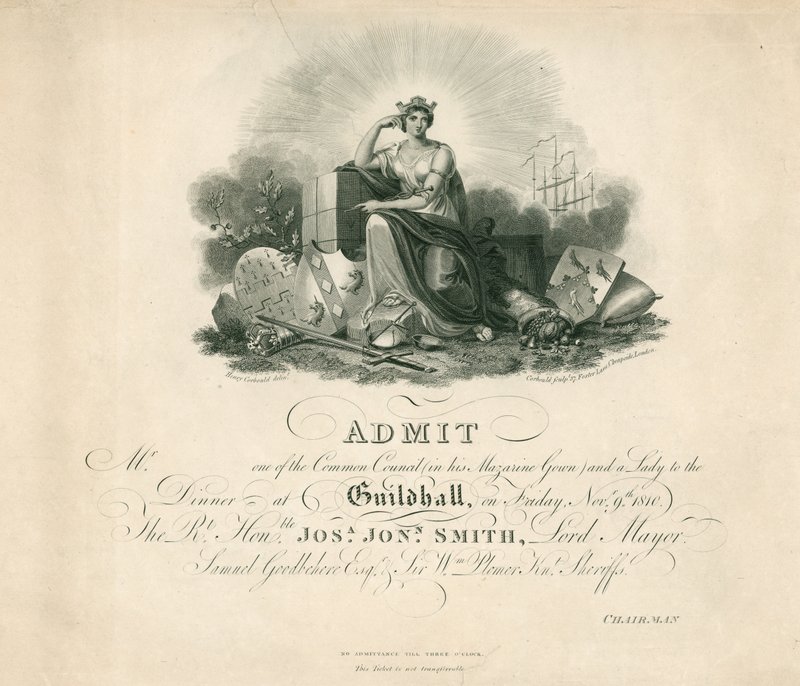 Invitación a un banquete en el Guildhall, Londres, el 9 de noviembre de 1810 de English School