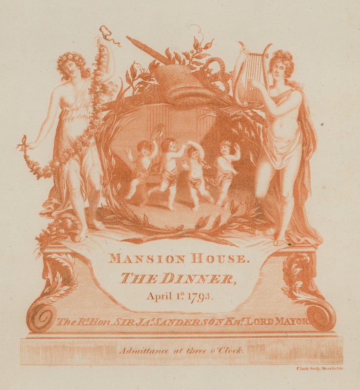Invitación a una cena en la Mansion House, Londres, el 1 de abril de 1793 de English School