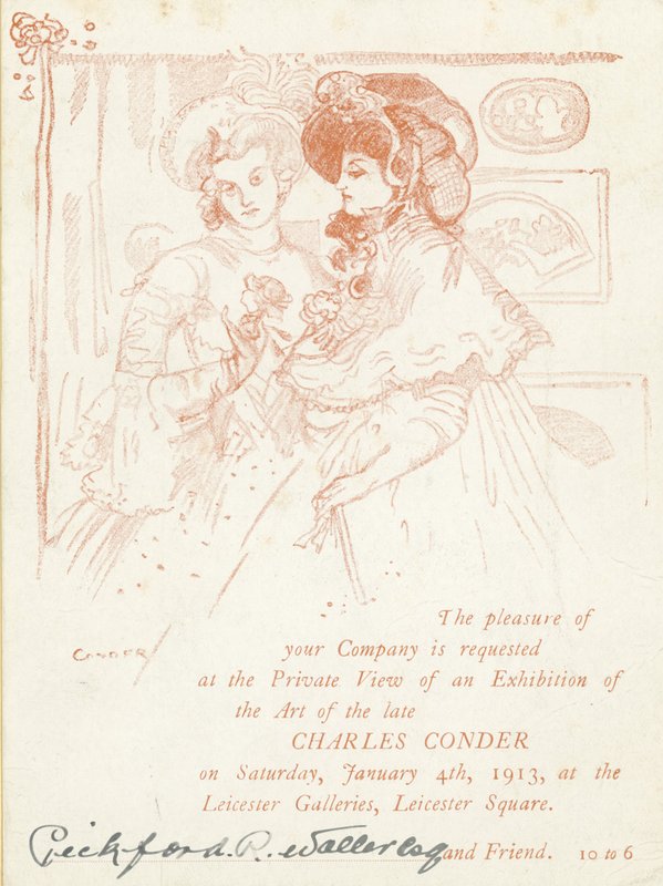 Invitación a una exposición de obras de Charles Conder de English School