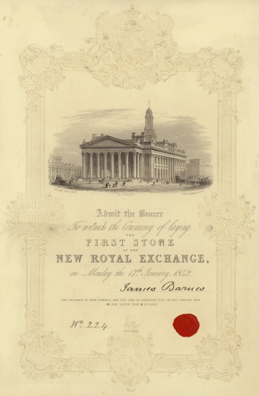 Invitación a la colocación de la primera piedra del Nuevo Royal Exchange de English School