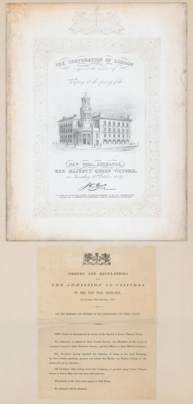 Invitación a la apertura del Nuevo Intercambio de Carbón, 30 de octubre de 1849 de English School