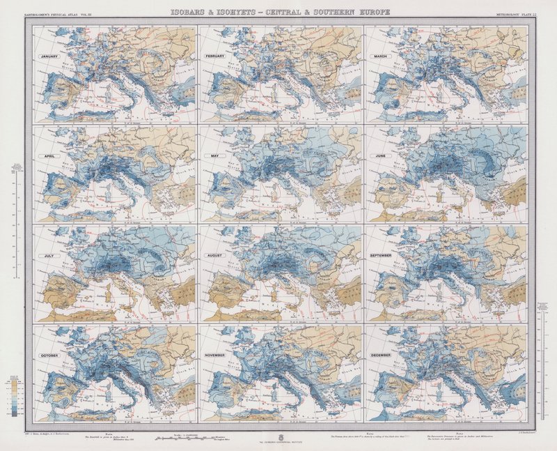 Isobaras e Isoyetas, Europa Central y Meridional de English School