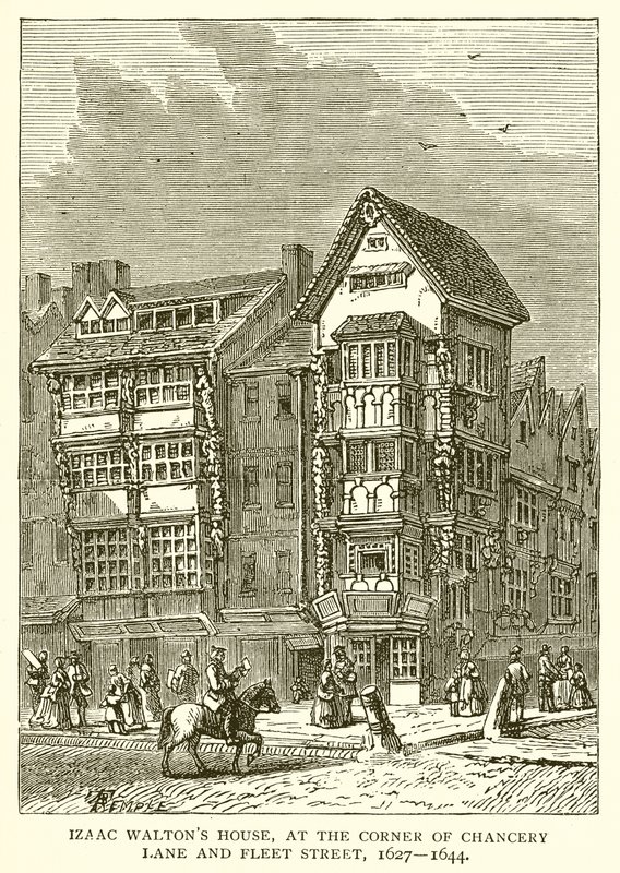 Casa de Izaac Walton, en la esquina de Chancery Lane y Fleet Street, 1627-1644 de English School