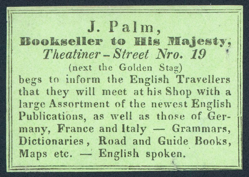 J Palm, librero de Su Majestad de English School