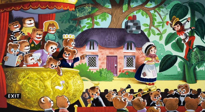 Jack y las Habichuelas siendo observados por osos de peluche de English School